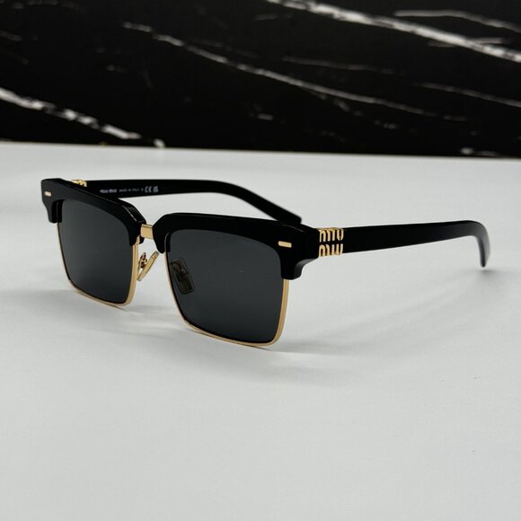 NEW MIU MIU MU10ZS 1AB5S0 WOMEN MIU MIU BLACK GOLD SUNGLASSES MU 10ZS main image 5